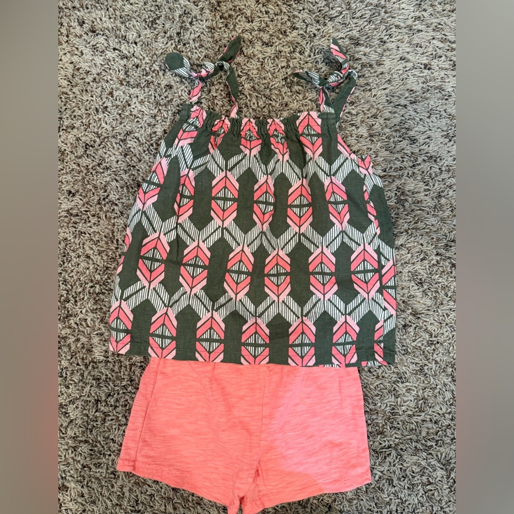 Carter's Coral and Green Geometric Shorts Set